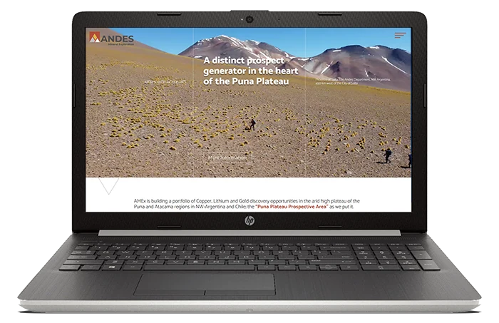Sitio web de Andes Mineral Exploration